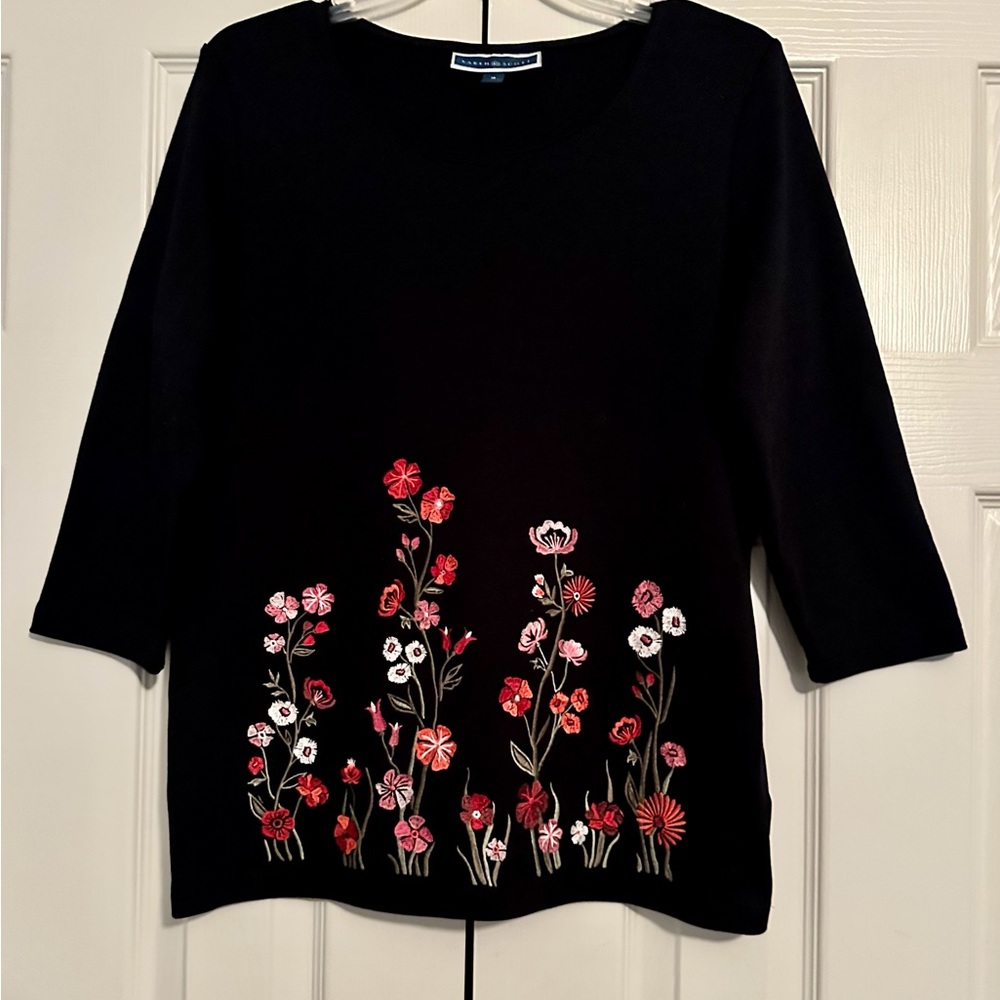 Karen Scott Black Top, Size M